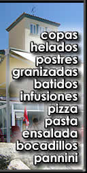 copas, helados., postres, granizadas, batidos infusiones, pizza, pasta ensalada  bocadillos panini